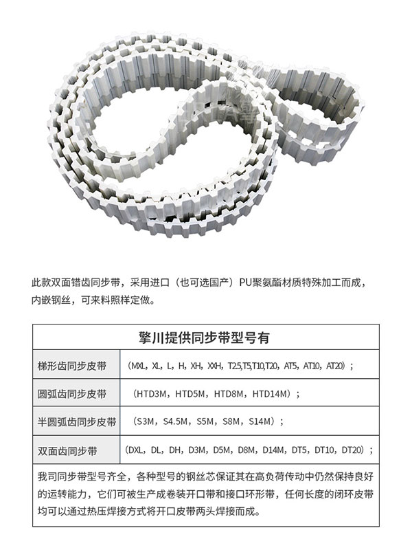 雙面齒<a href='http://www.cndonge.cn/' target='_blank'><u>PU同步帶</u></a>定制